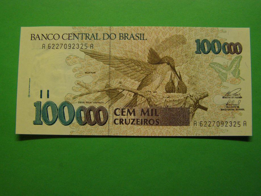 BRAZILIJA 1993 - 100000 CRUZERIOS - PRODAM