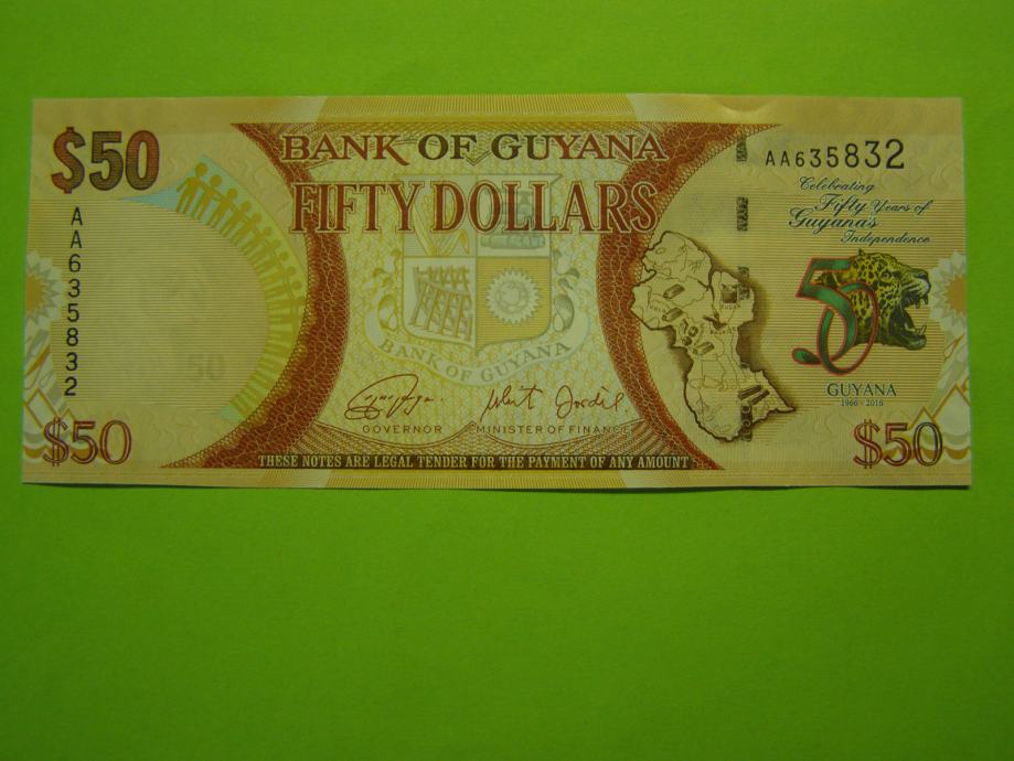 GVAJANA (GUYANA) 2016 - 50 DOLARJEV PRILOŽNOSTNI - PRODAM