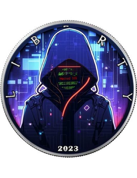 1oz srebrnik Cyber Hackers Wolking Liberty