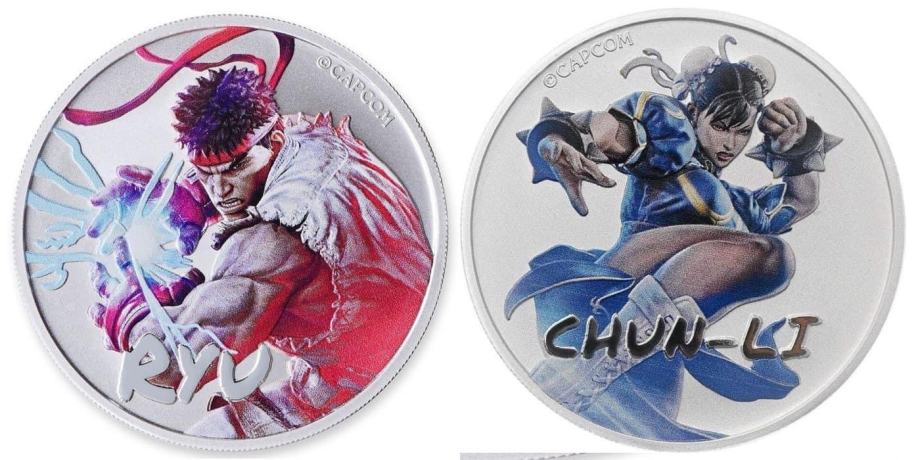 SREBRNIK Tuvalu 2022 dollar STREET FIGHTER RYU CHUN LI CAPCOM (otaku)