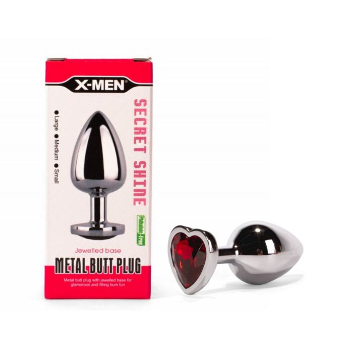 ANALNI ČEP X-MEN Secret Shine Heart Red (S)