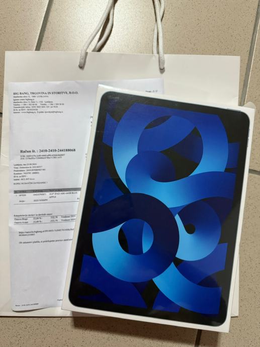 Apple iPad Air 5 Wi-Fi 64GB (M1) NOV, ZAPAKIRAN