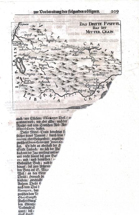 ZEMLJEVID DOLENJSKE, NOTRANJSKE - VALVAZOR, SLAVA VOJV. KRANJSKE, 1689