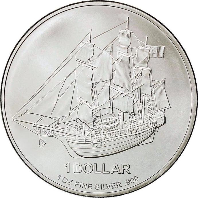 1 oz SREBRNIK 2009 Cook Islands Ladja Bounty ship (otaku)