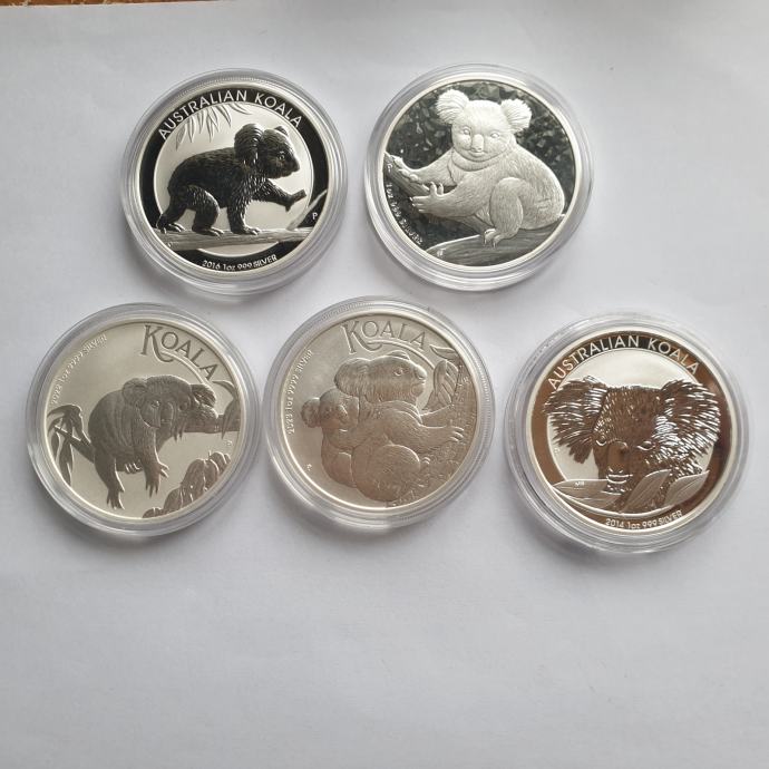 5 x SREBRNIK PANDA  AVSTRALIJA 1 oz 999