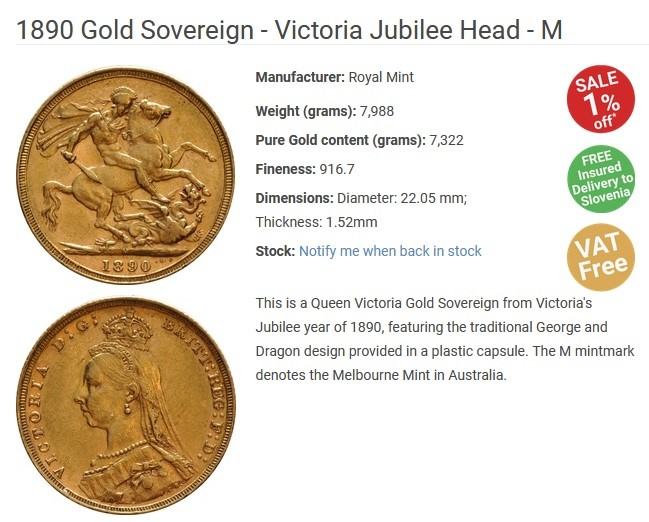 UGODNO PRODAM ZLATNIK: 1890 - Victoria Jubilee Head - M