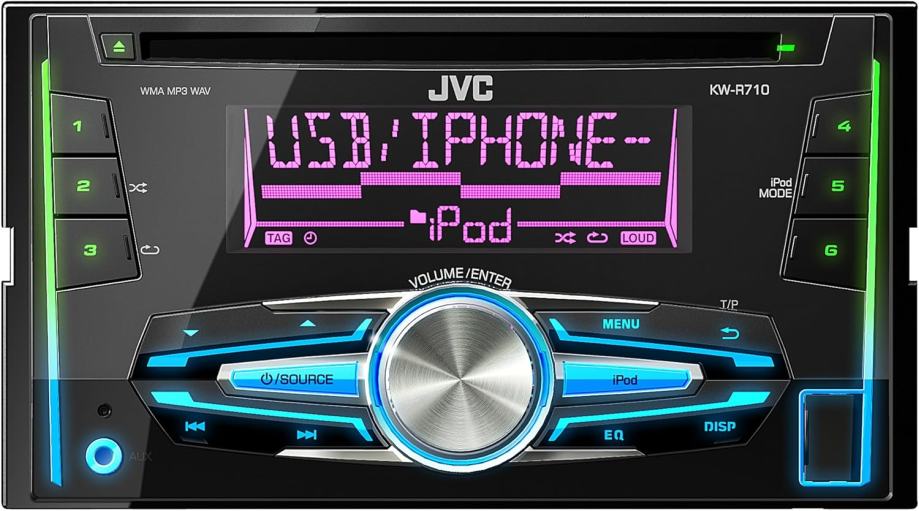 JVC KW-R710 Dual Din Car Stereo with Front USB/AUX Input