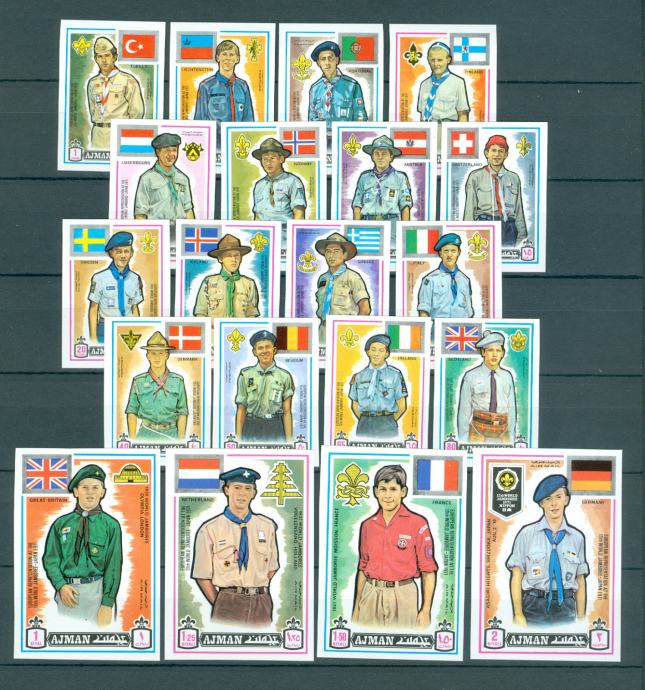 Ajman 1971 skavtske uniforme 20-ih držav serija MNH**