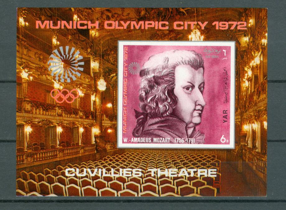 Jemen 1971 glasba Amadeus Mozart blok MNH**