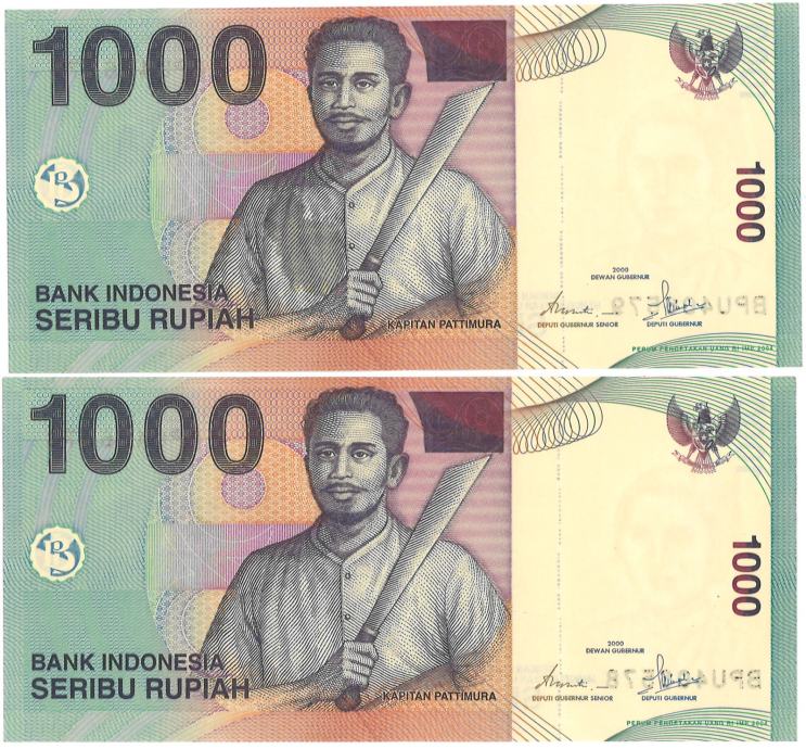 Indonezija   1000 rupiah  2000 zaporedni serijski številki