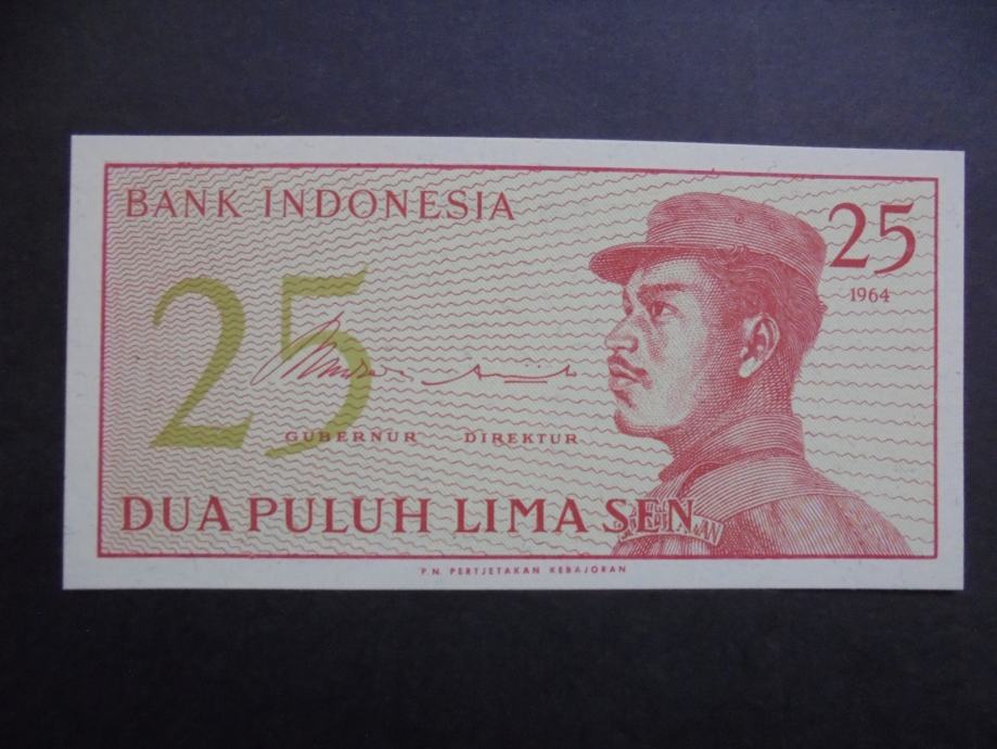 INDONEZIJA 25 SEN 1964 UNC