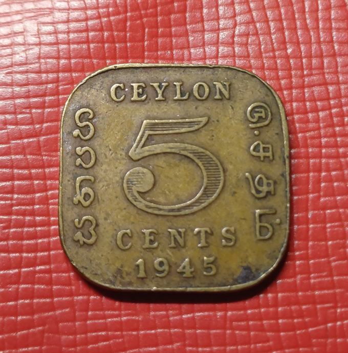 Ceylon 5 cents 1945, King George