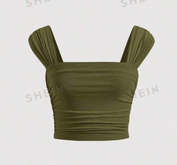 2x SHEIN nov crop top. bel in zelen