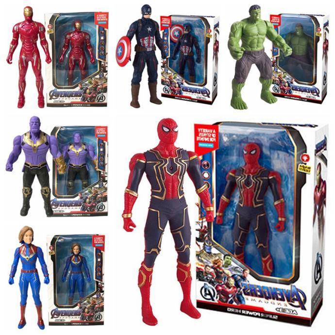 SPIDERMAN,IRON MAN,CAPTAIN AMERICA,HULK,THANOS-17,3 cm-igrača z lučko