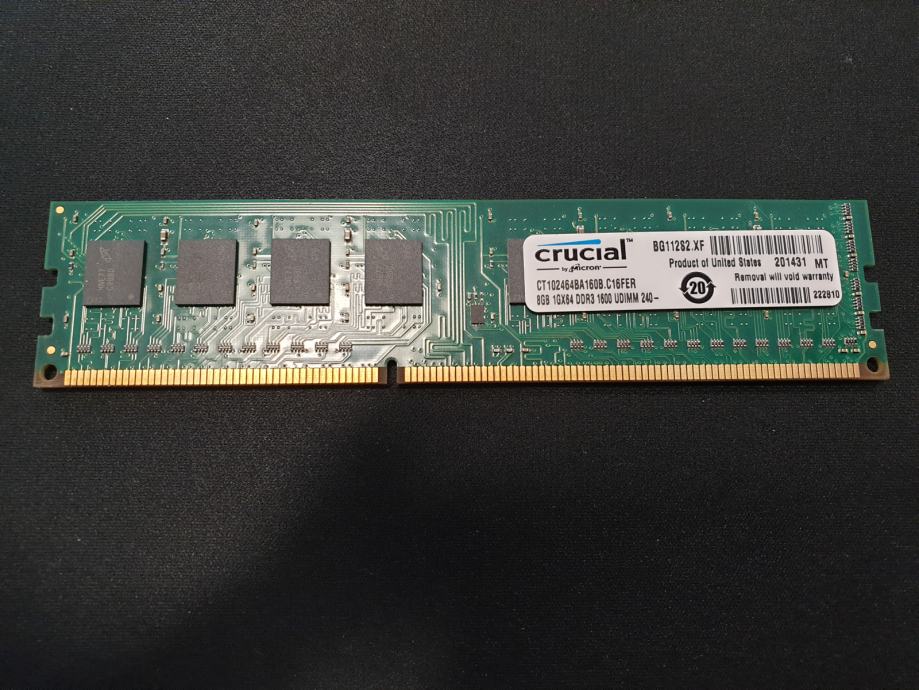 CRUCIAL RAM DDR3 8GB PC3-12800 1600MHZ