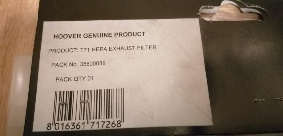 Hepa filter Hoover T71