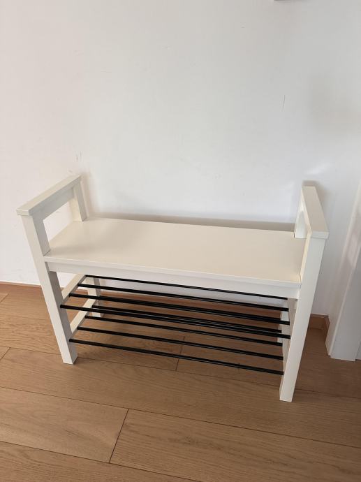 Ikea HEMNES Klop s policami za obutev, bela, 85x32x65 cm