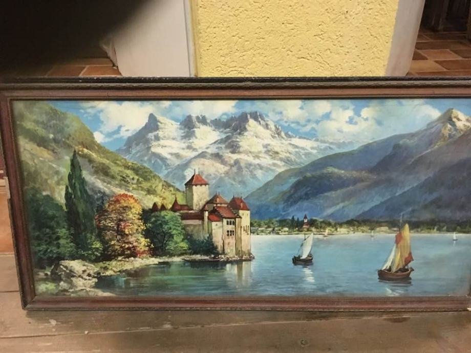 oljna slika jezero 38,5 x 80 cm