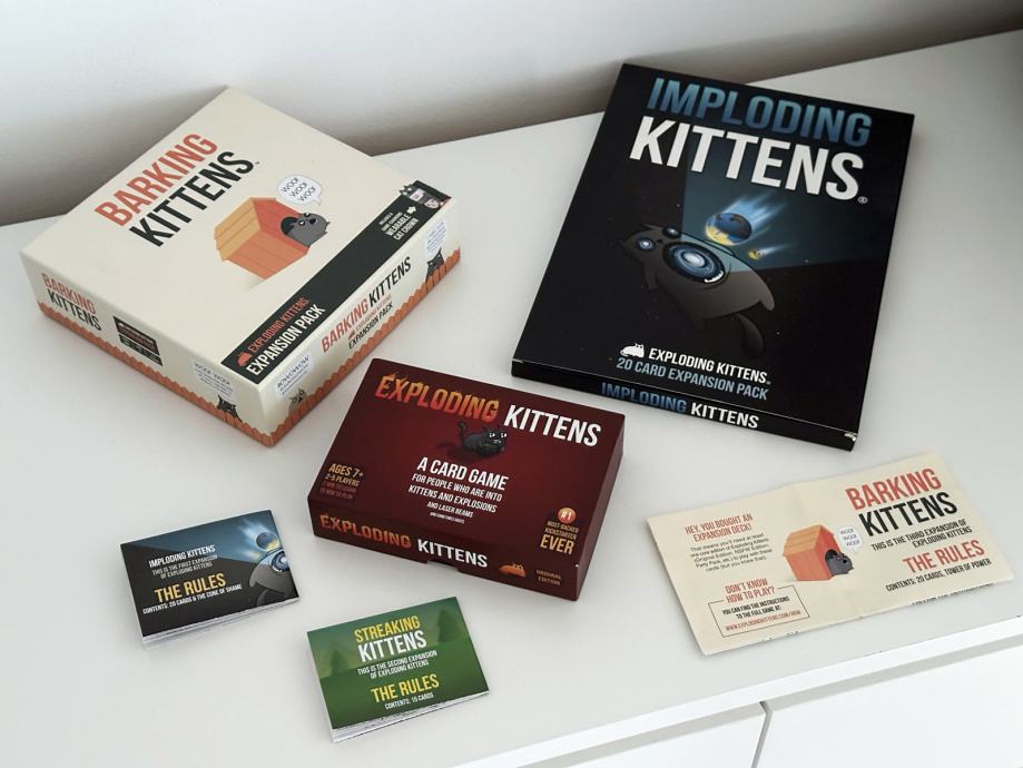 Exploding Kittens + tri razširitve (Imploding, Streaking, Barking)