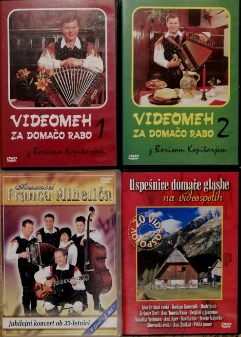 4x DVD: Videomeh za domačo rabo 1+2, Franc Mihelič 35 let, Uspešnice