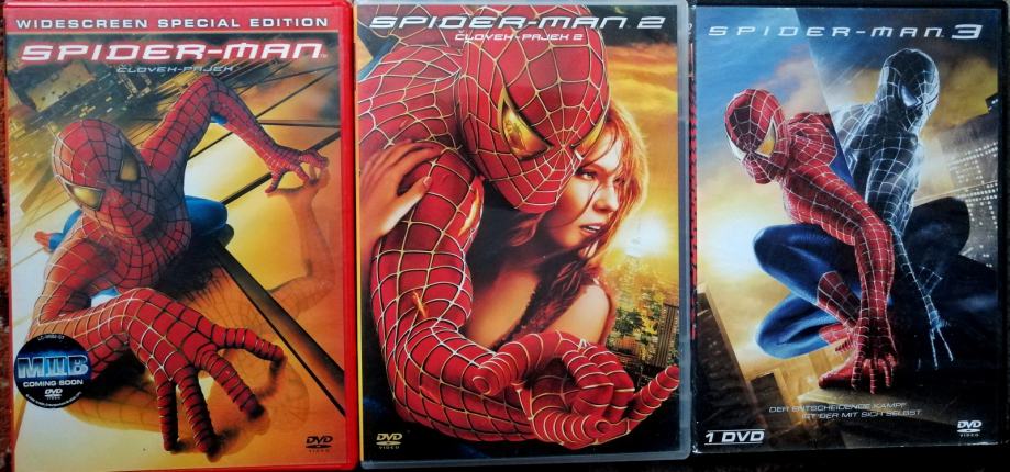 Človek pajek 1,2,3 - Spider-Man trilogija (2002-2007), 4x DVD