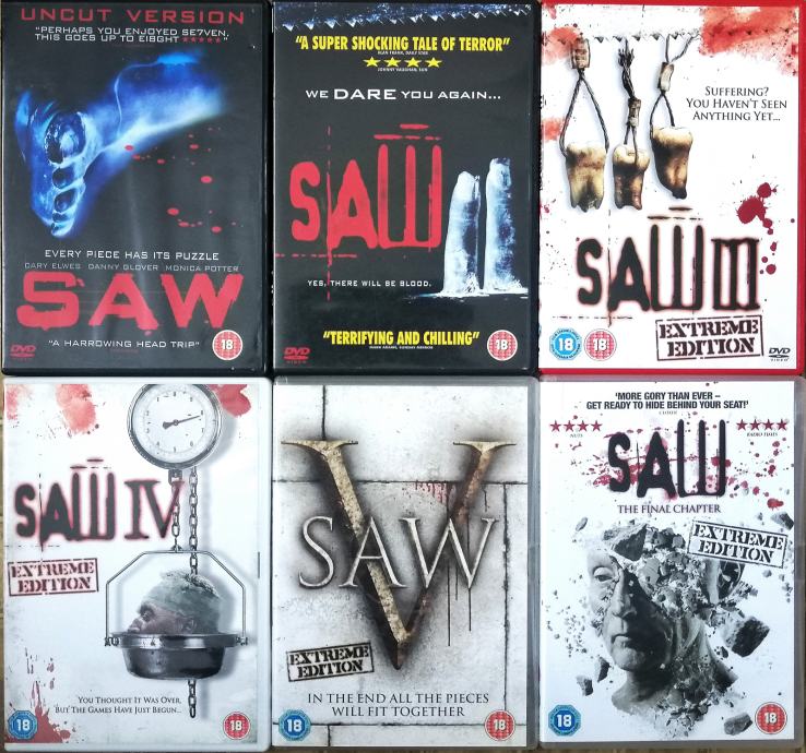 Žaga (Saw 2-5, 7), Extreme Editions (ANG podnapisi), 6x DVD