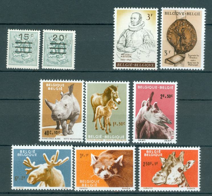 Belgija 160, 61 fauna itd. 3 serije MNH**