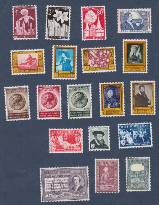 BELGIJA 1955/57 - nekaj kompletnih serij