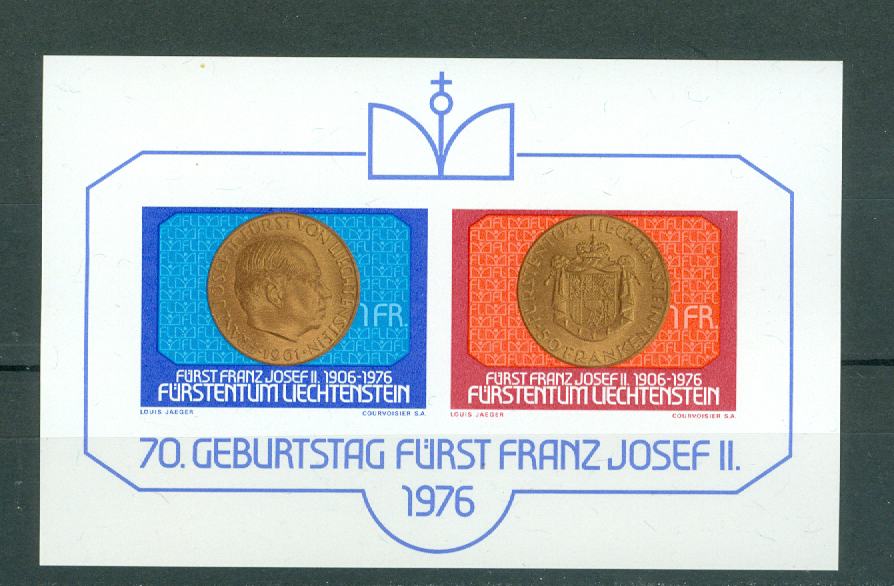 Lihtenštajn 1976 70 let rojstva princa serija v bloku MNH**