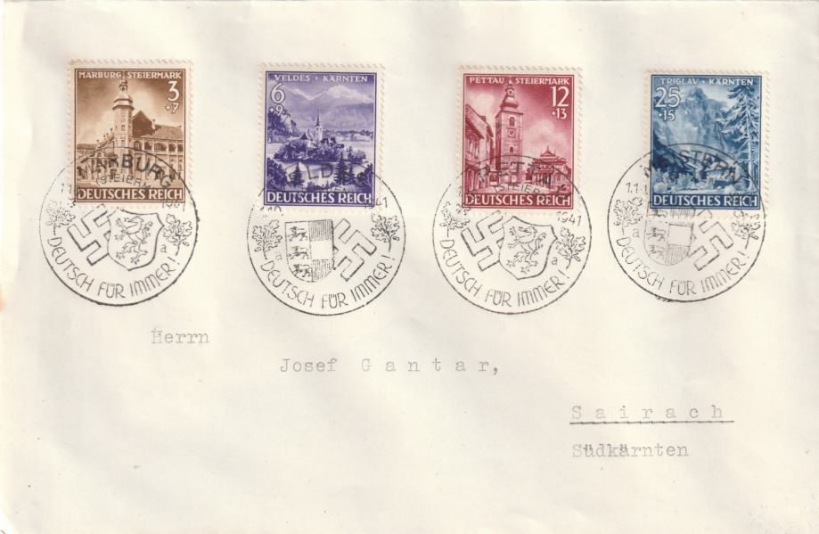 Nemčija Reich PTUJ TRIGLAV MARIBOR BLED FDC 1941