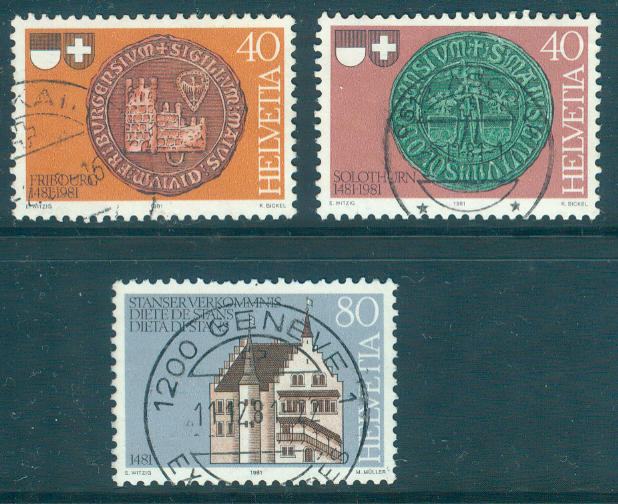 ŠVICA, KOVANCI,ŽIGOSANA SERIJA ,MICHEL 1203/5,1981,DEAN 1953