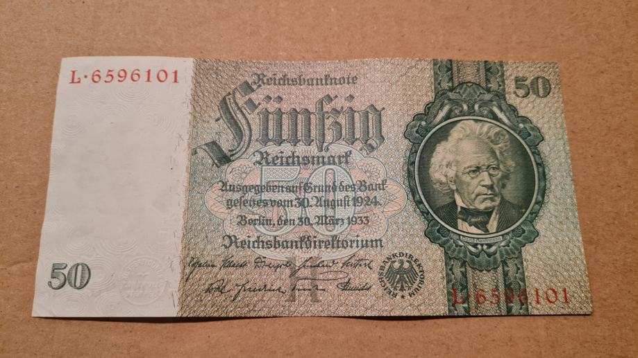 50 REICH MARK 1933 NEMČIJA aUNC