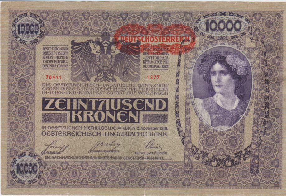 BANK. 10000 KRONEN P66.2 ŽIG ( AVSTRIJA AVSTROOGRSKA)1919(1918) VF/XF