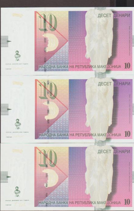 BANKOVEC 10-2007,2008,2011 DENARI P14g,14h,14i(SEVERNA MAKEDONIJA) UNC