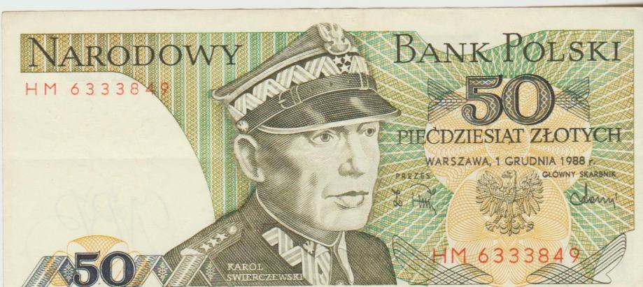 BANKOVEC 50 ZLOTYCH P142c (POLJSKA) 1988.VF