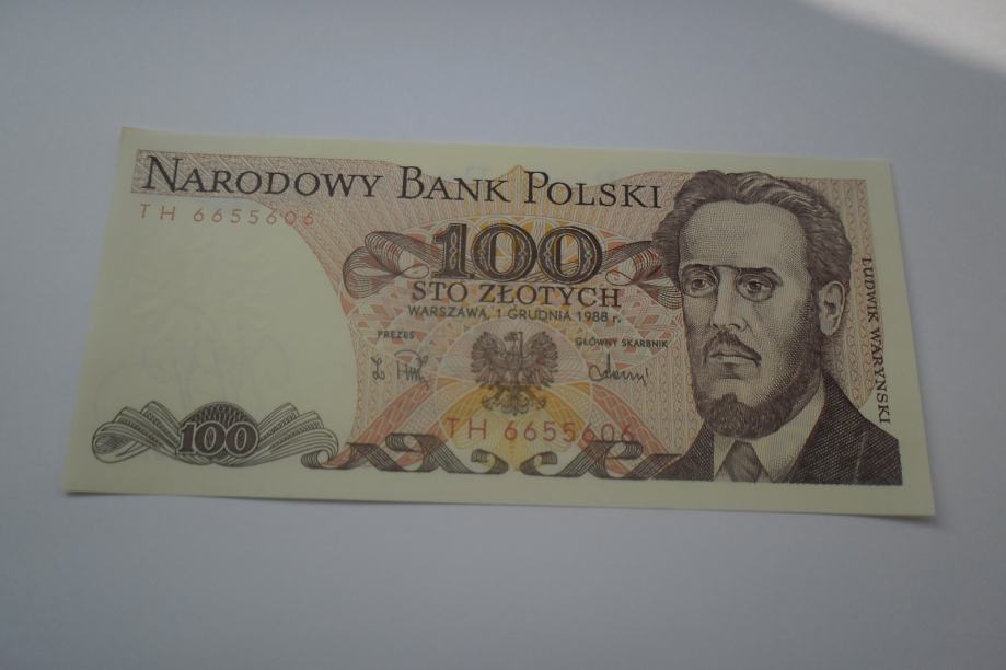 BANKOVEC POLJSKA 100 ZLOTYCH 1988 UNC