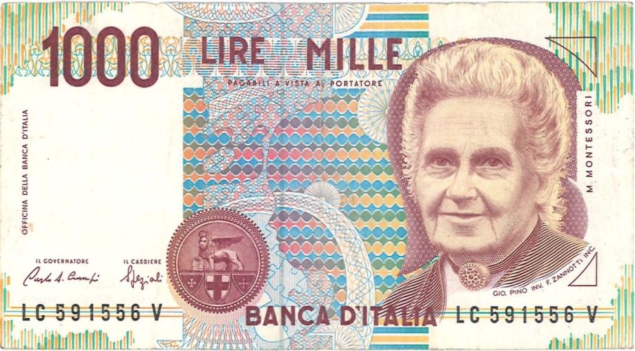 Italija  1.000 lire  - M. Montessori 1990