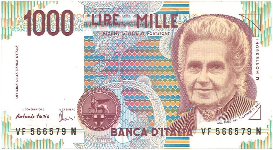 Italija  1.000 lire  - M. Montessori 1990