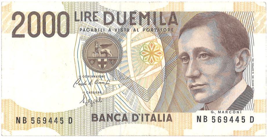 Italija  2.000 lire  - G. Marconi 1990