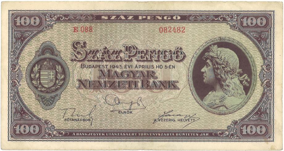 Madžarska  100 pengo    5. april 1945