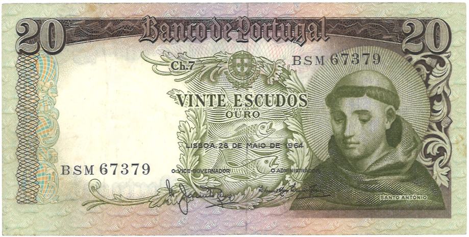 Portugalska     20 escudos  1964