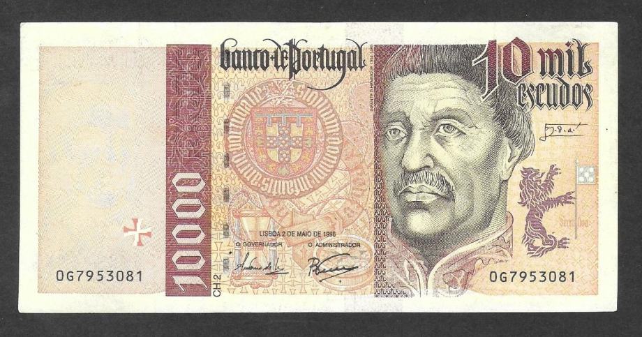 PORTUGALSKA / Portugal 10.000 escudos / 10000 eskudov 1996 VF/XF