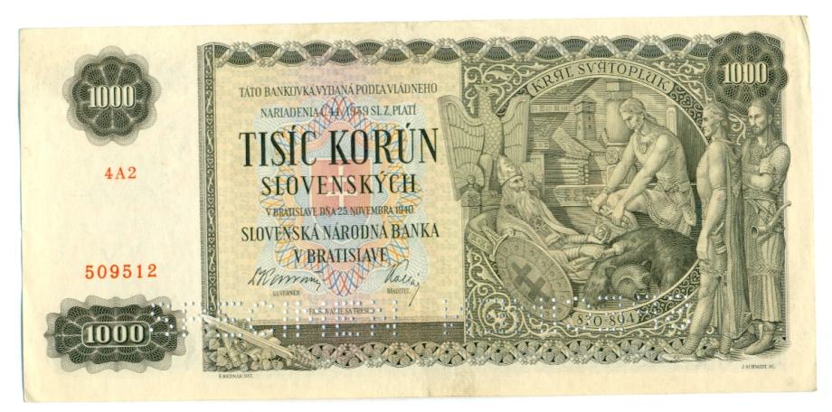 Slovaška 1000 Korun 1940 SPECIMEN, Slovaquie, Slovacchia, Slowakei