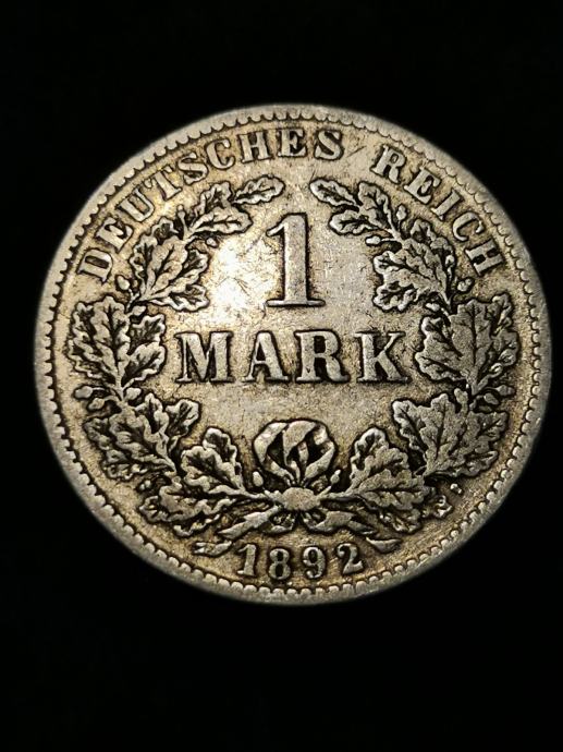 1 nemška marka 1892, F, srebro 900