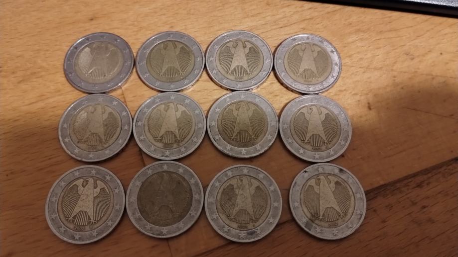 12x nemških 2 EUR 2002 G kovancev