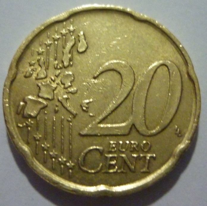 20 euro cent 2002 Italija z napako