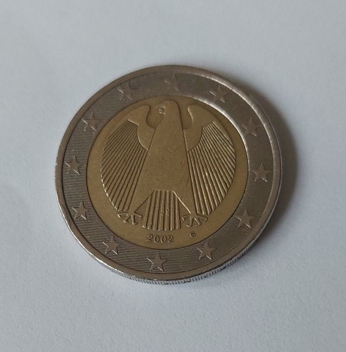 2002 Germany 2 euro coin with letter G, EXTREMELY RARE COIN very fine