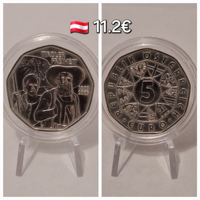 Avstrija 5 euro 2009 srebrnik (10g, 0.800) Tyrolean resistance