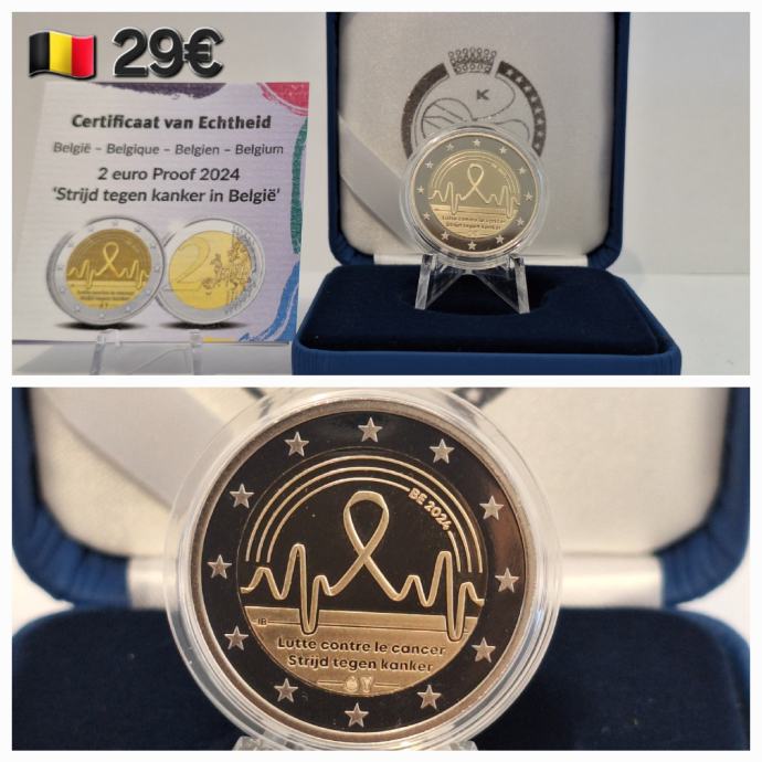 Belgija 2 euro 2024 Cancer PROOF