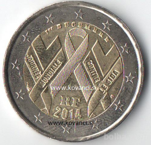 Francija 2€ 2014 AIDS